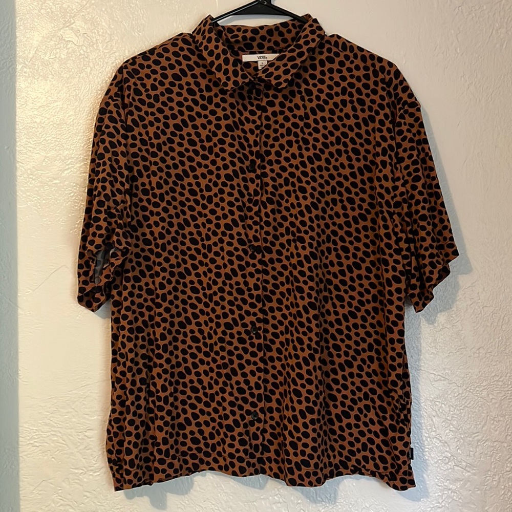 Vans leopard button up shirt size large